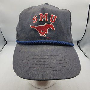 Vintage University Square SMU Mustangs Adults Gray Hat Cap Athletic Outdoors